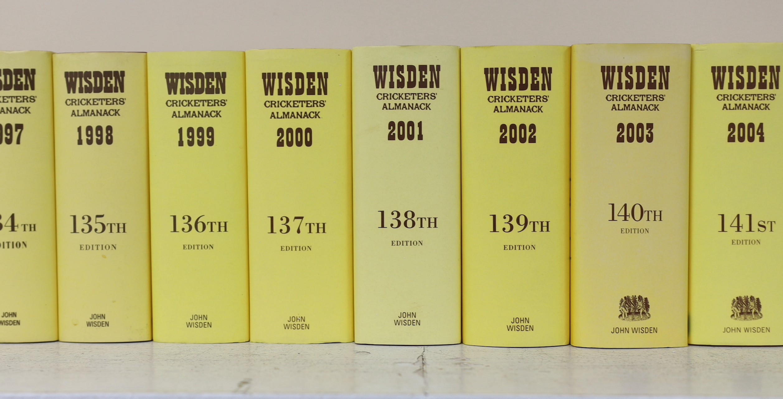 Wisden, John - Cricketers Almanack for the years 1975 (112th edition) - 2018 (155th edition), all hardbacks, with unclipped dust jackets. Together with - An Index to Wisden Cricketers’ Almanack 1864-1984 and Wisden ‘’Wha